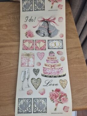 Wedding Sticker Sheet - Pink Floral & Silver Accents